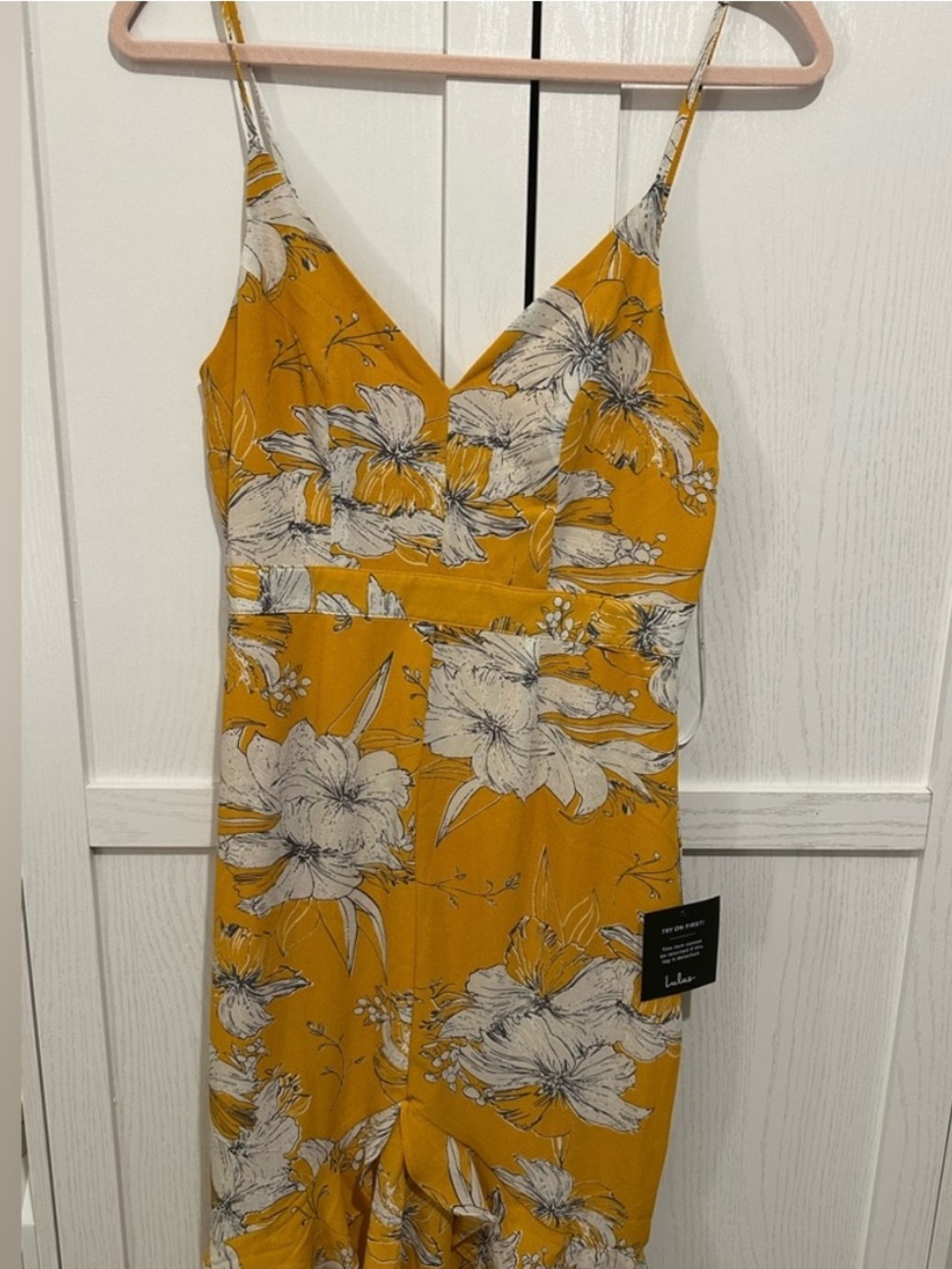 Lulus Darling Daylily Mustard Yellow Floral Print High-low Maxi Dress - Size S - Picture 9 of 9
